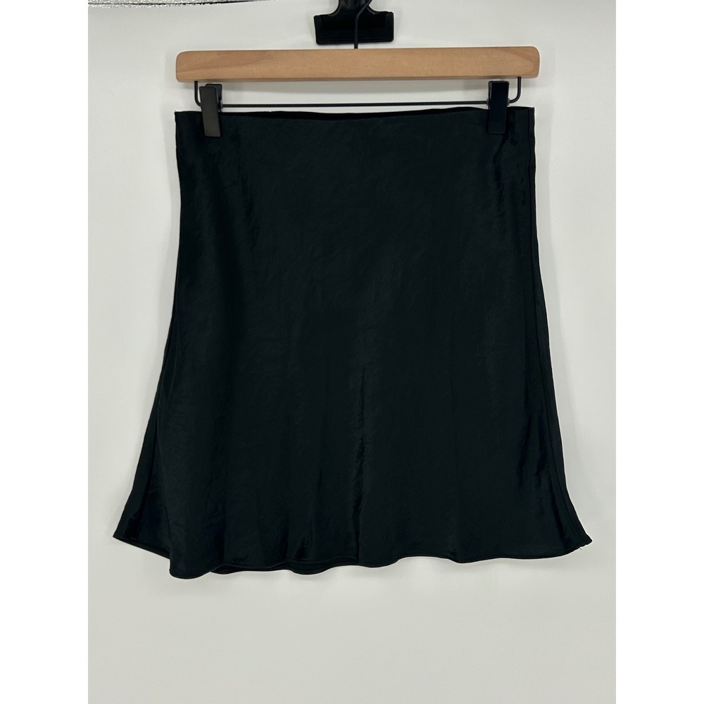 Babaton Aritzia Skirt Womens 8 Black A-Line Slip Satin Midi Style Pull On-Office